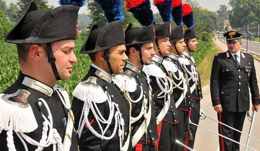 Il picchetto d'onore dei carabinieri schierato ieri per la prova della cerimonia di sabato. FOTO GREGOLIN